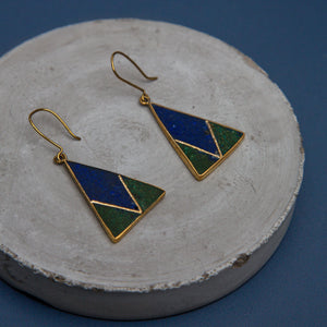Lapis Lazuli & Chrysocolla Triangle Earrings