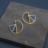 Lapis Lazuli & Chrysocolla Triangle Circle Earrings