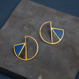 Lapis Lazuli & Chrysocolla Triangle Circle Earrings