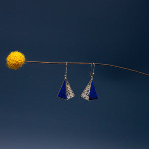 Lapis Lazuli Silver Triangle Earrings