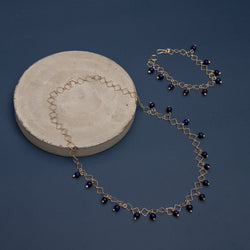 Silver Lapis Lazuli Necklace and Bracelet Set