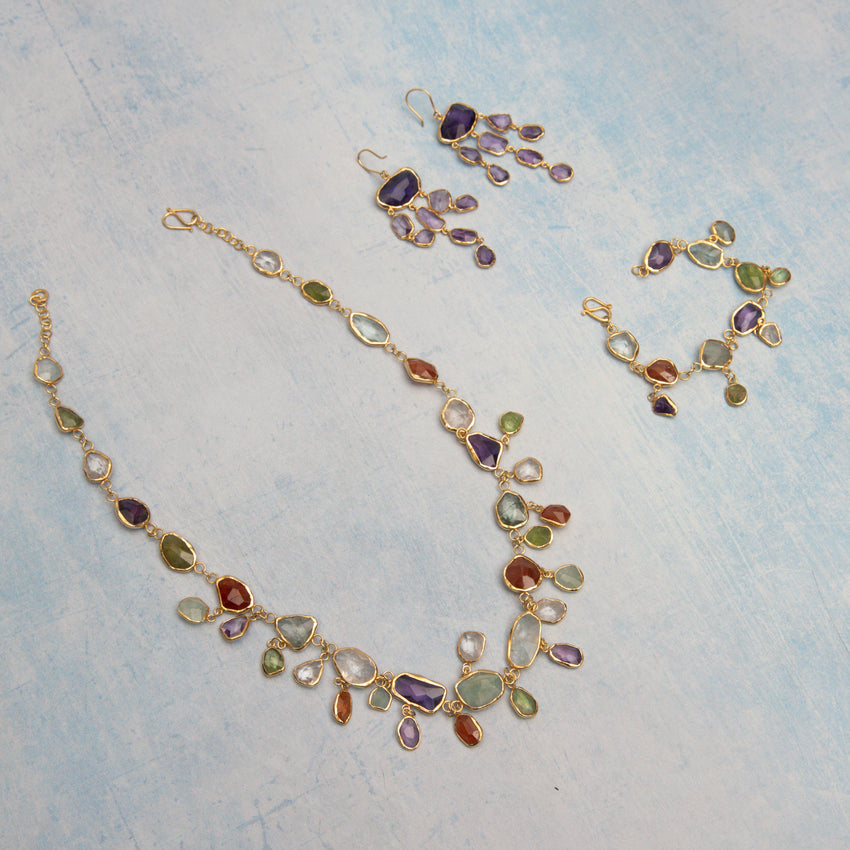 Trio of Strength Gemstone Necklace, Bracelet, and Earring Set