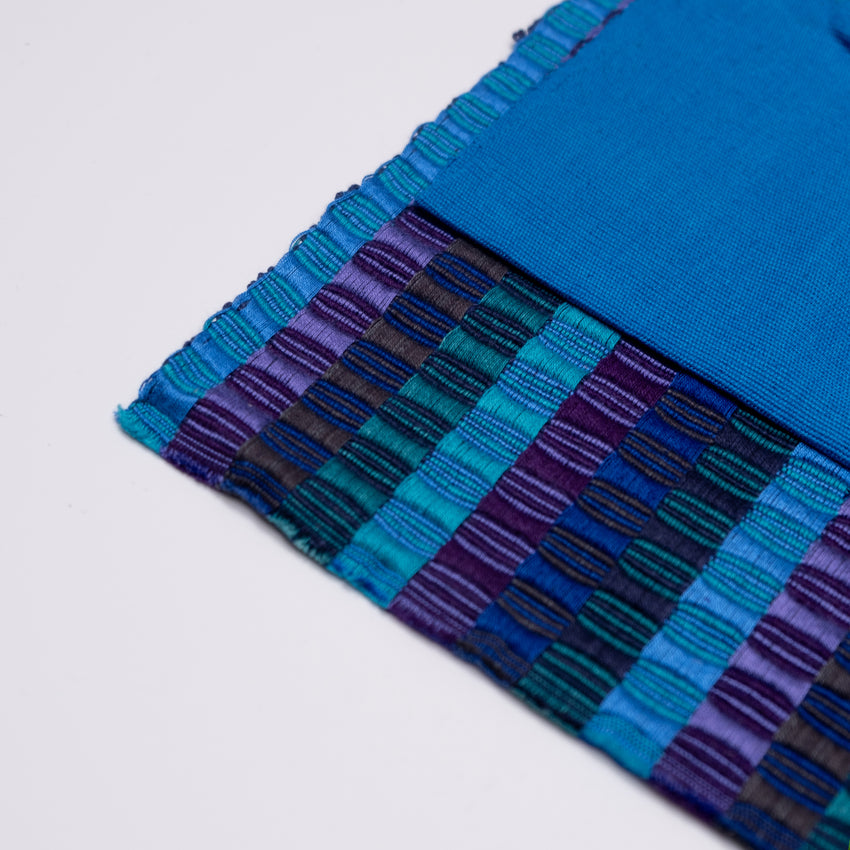 Blue Striped Guatemalan Placemat and Blue Napkin Set