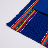 Blue and Mutlicolor Striped Guatemalan Placemat and Blue Napkin Set