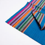 Blue and Multicolor Striped Guatemalan Placemat and Napkin Set