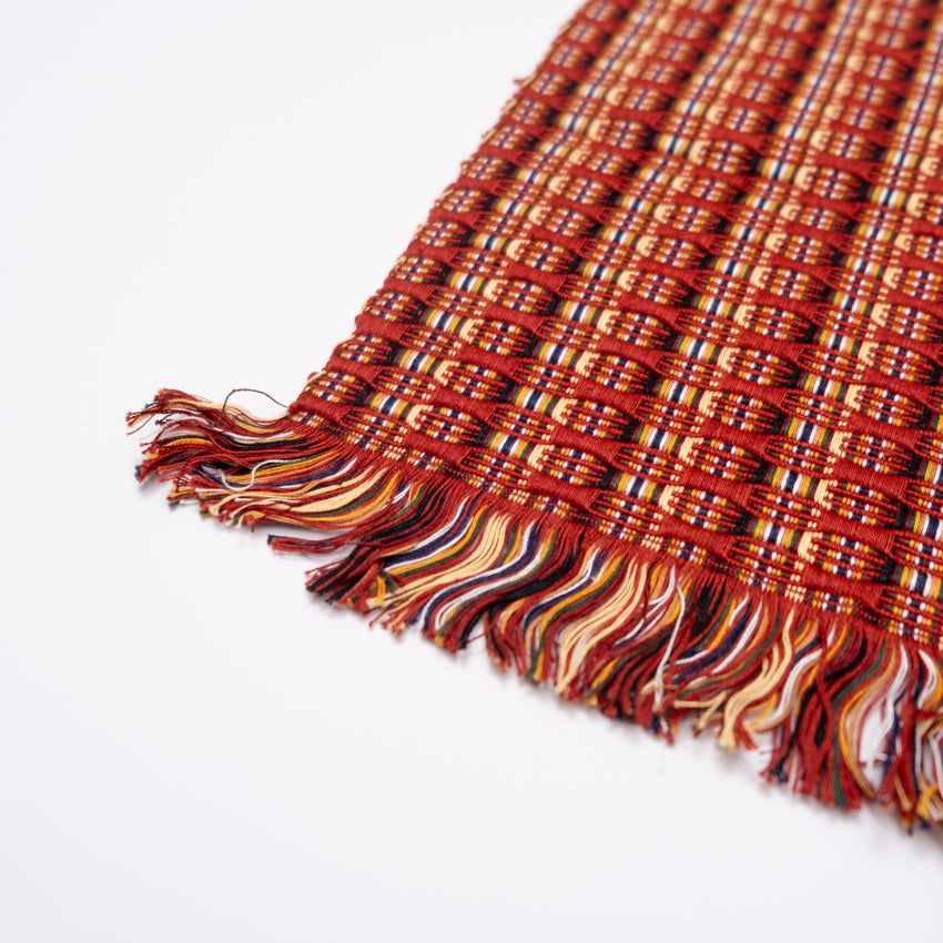 Red with Multicolor Accents Guatemalan Table Runner