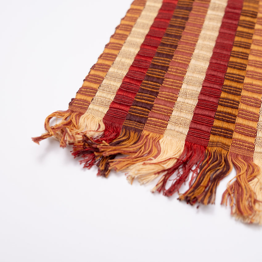 Beige, Cream, Burgundy, Brown, and Mauve Guatemalan Table Runner