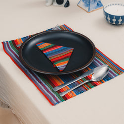 Multicolor Striped Guatemalan Placemat and Napkin Set