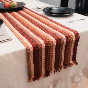 Beige, Cream, Burgundy, Brown, and Mauve Guatemalan Table Runner