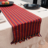 Red with Mutlicolor Rainbow Accents Guatemalan Table Runner