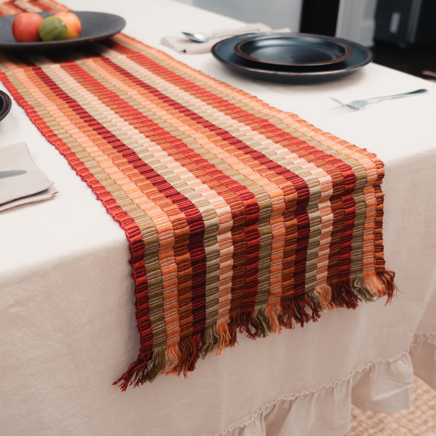 Autumnal Striped Guatemalan Table Runner