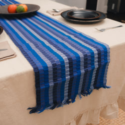 Blue Striped Guatemalan Table Runner