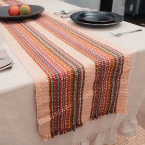 Beige with Neutral Multicolor Accents Guatemalan Table Runner