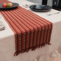 Red with Multicolor Accents Guatemalan Table Runner